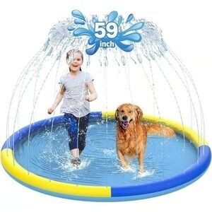 59" Non-Slip Splash Pad for Kids & Dogs – Extra Large Summer Sprinkler Pool